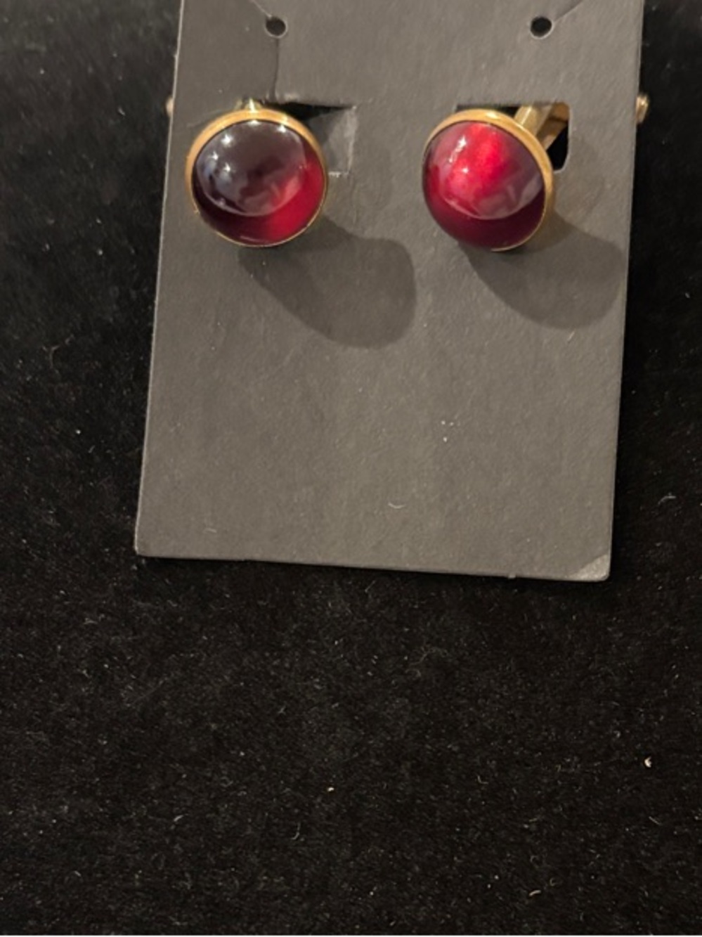 Gold-Tone Red Stone Cufflinks - Men Accessories-Vintage